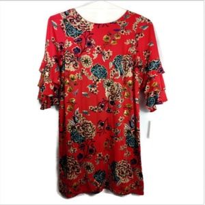 Shelby & Palmer red floral knee length dress